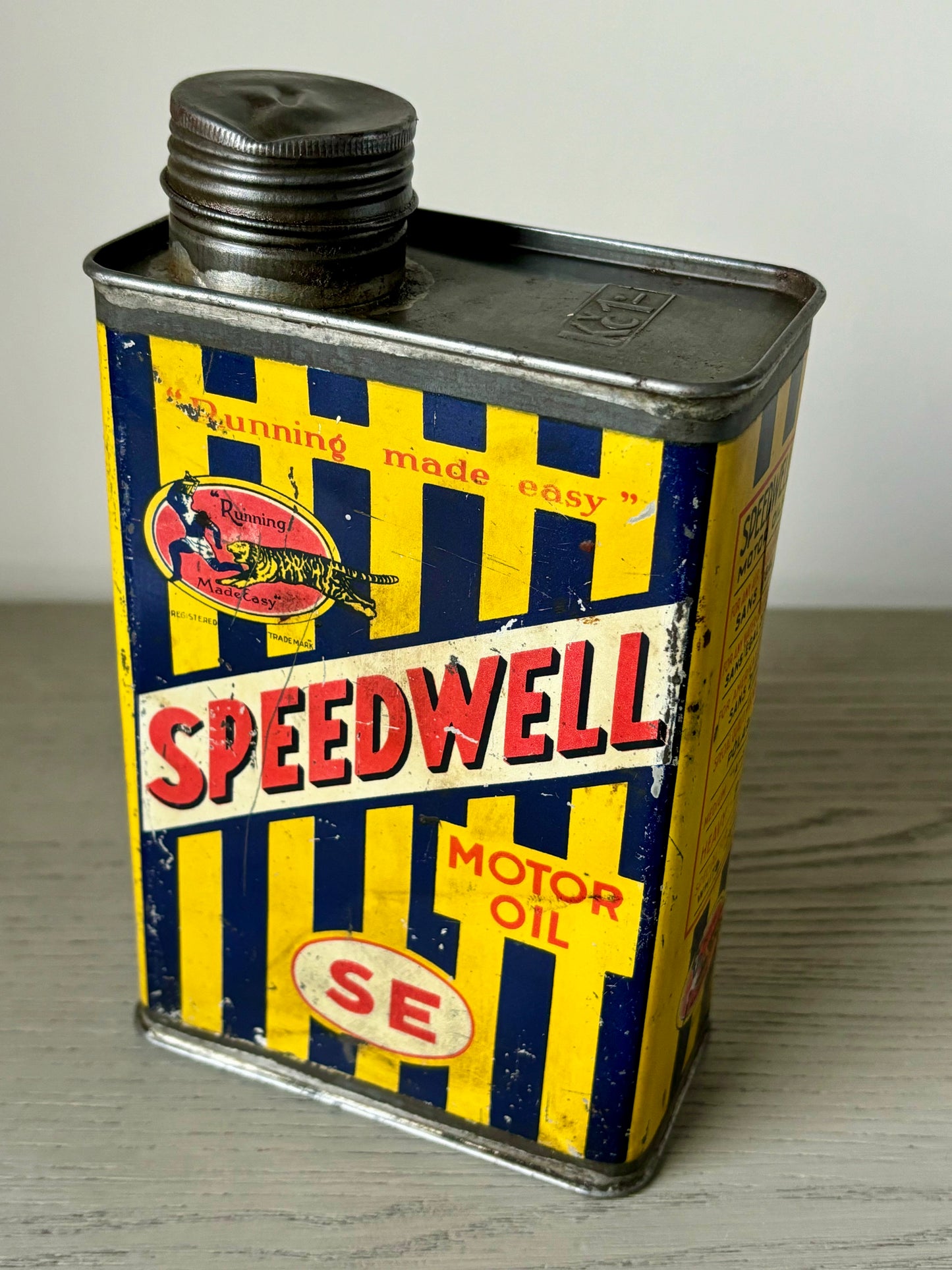 1930s Speedwell Motor Oil can