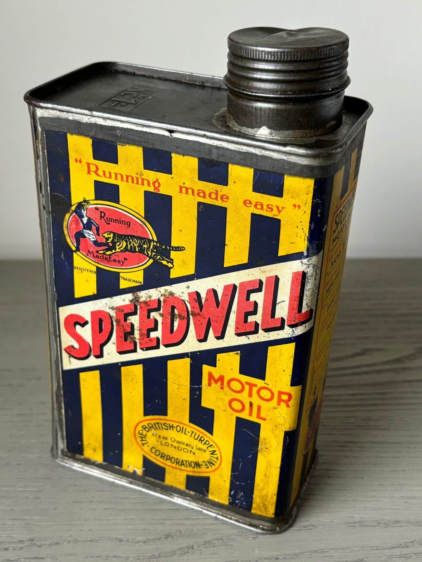 1930s Speedwell Motor Oil can