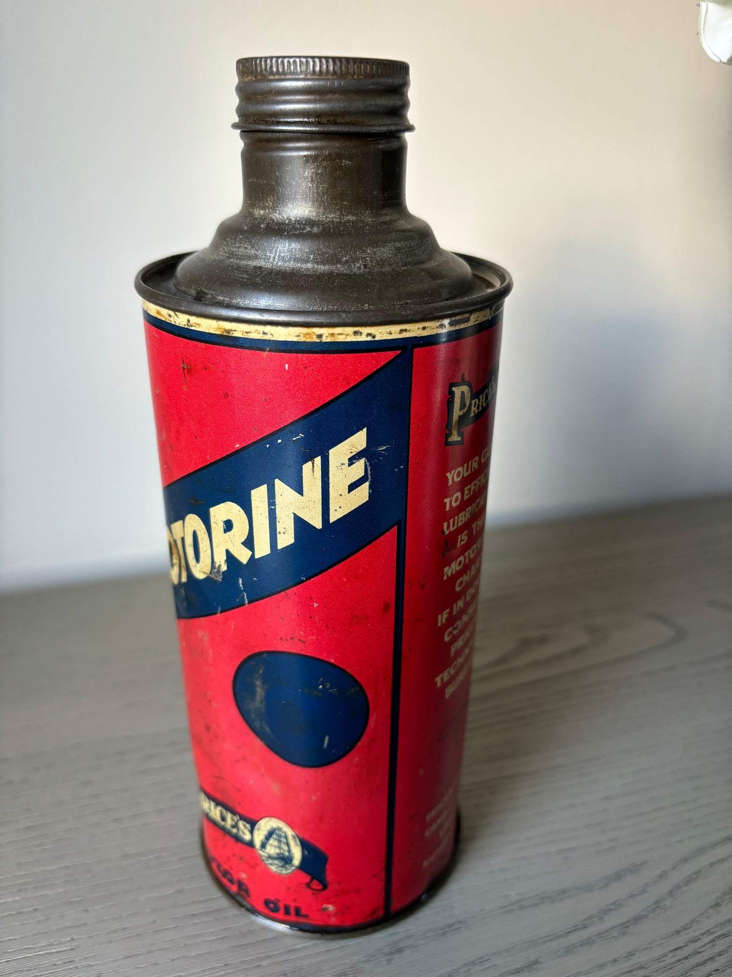 PRICE'S MOTORINE Quart oil can