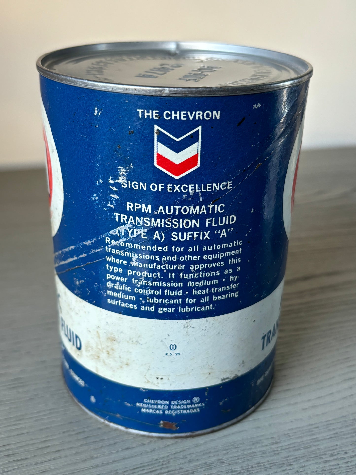 Vintage American Quart oil can - CHEVRON RPM - Automatic Transmission Fluid