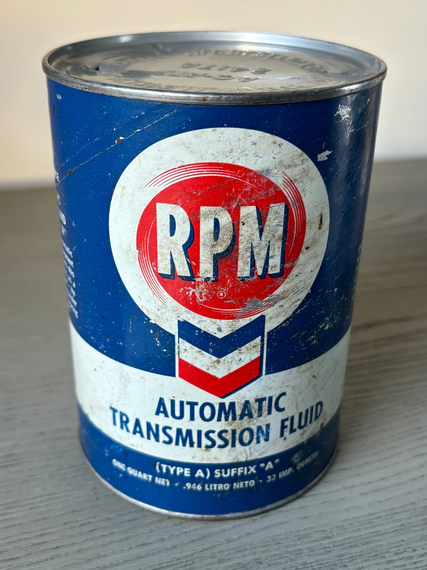 Vintage American Quart oil can - CHEVRON RPM - Automatic Transmission Fluid