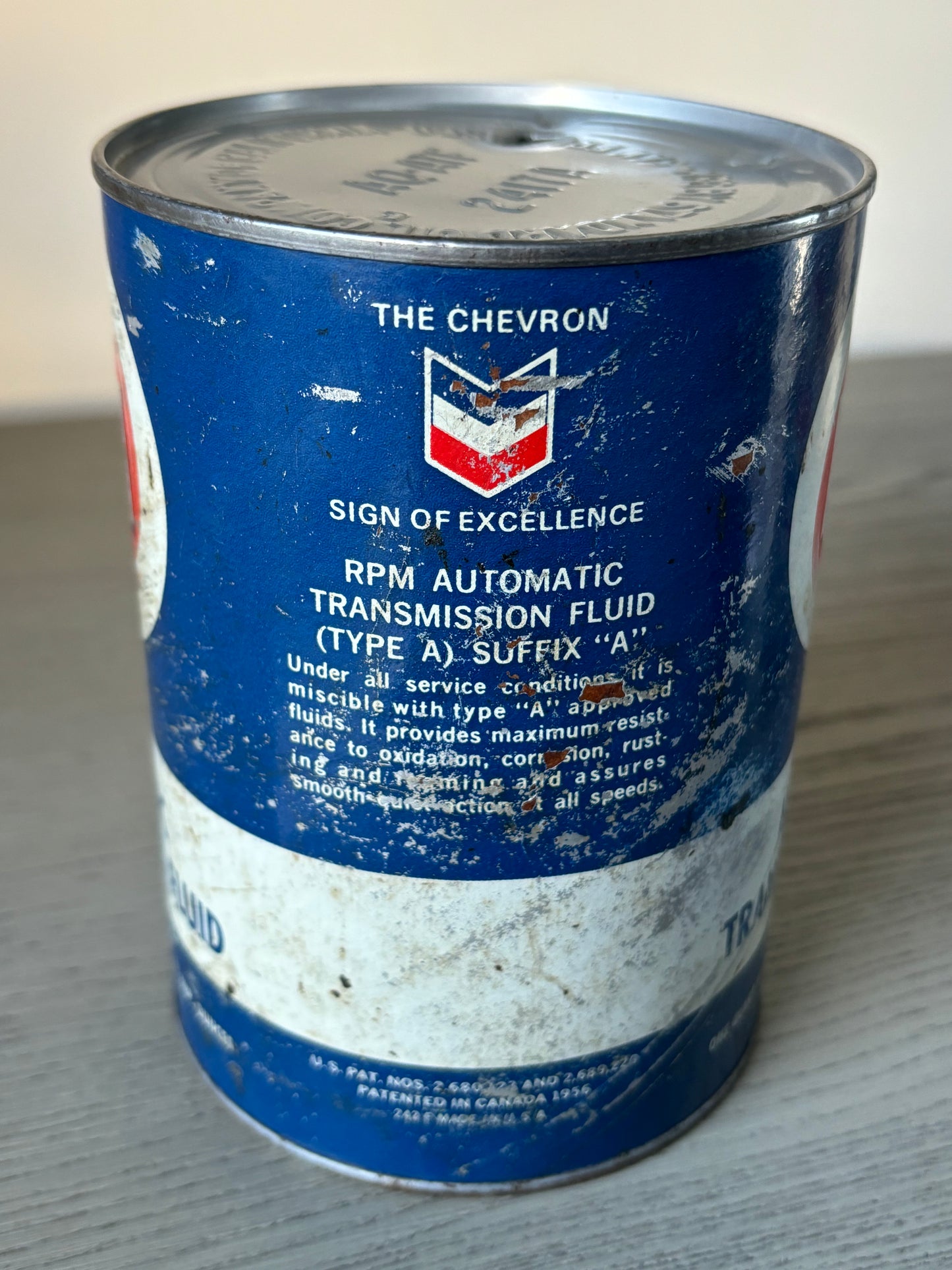 Vintage American Quart oil can - CHEVRON RPM - Automatic Transmission Fluid