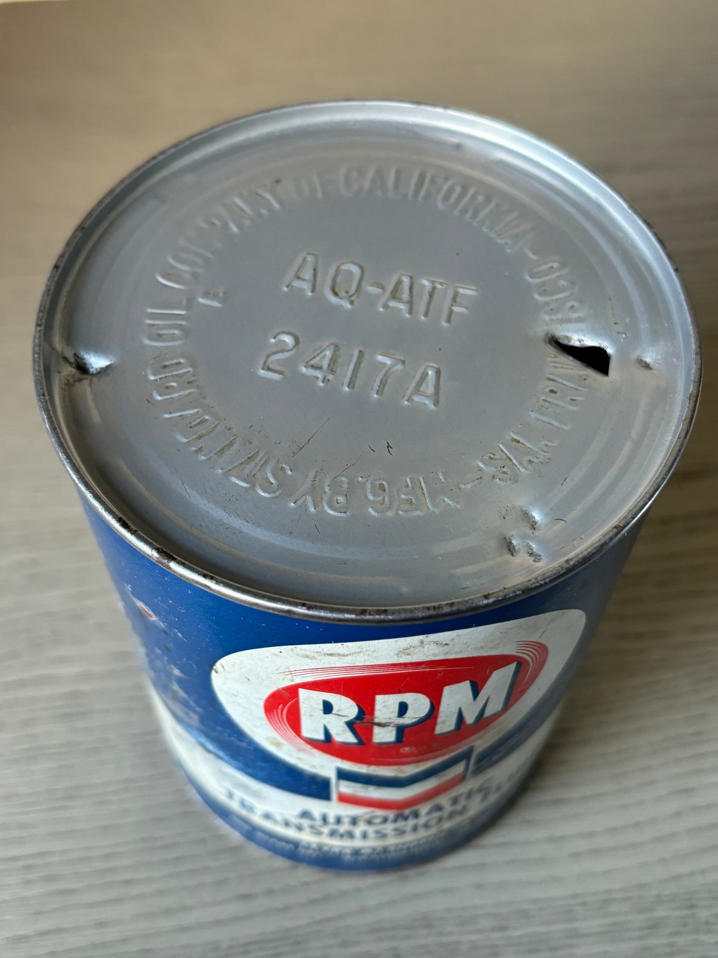 Vintage American Quart oil can - CHEVRON RPM - Automatic Transmission Fluid