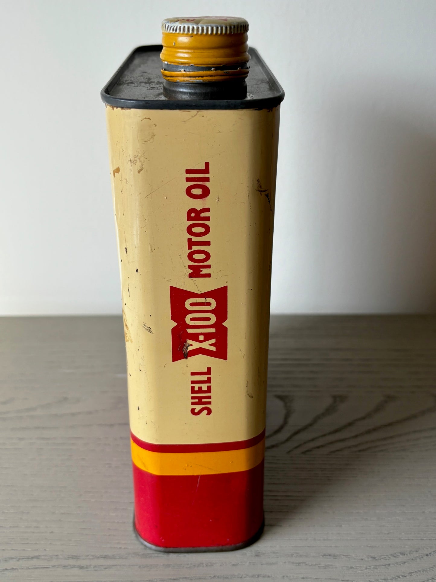 French SHELL X-100 Motor oil can