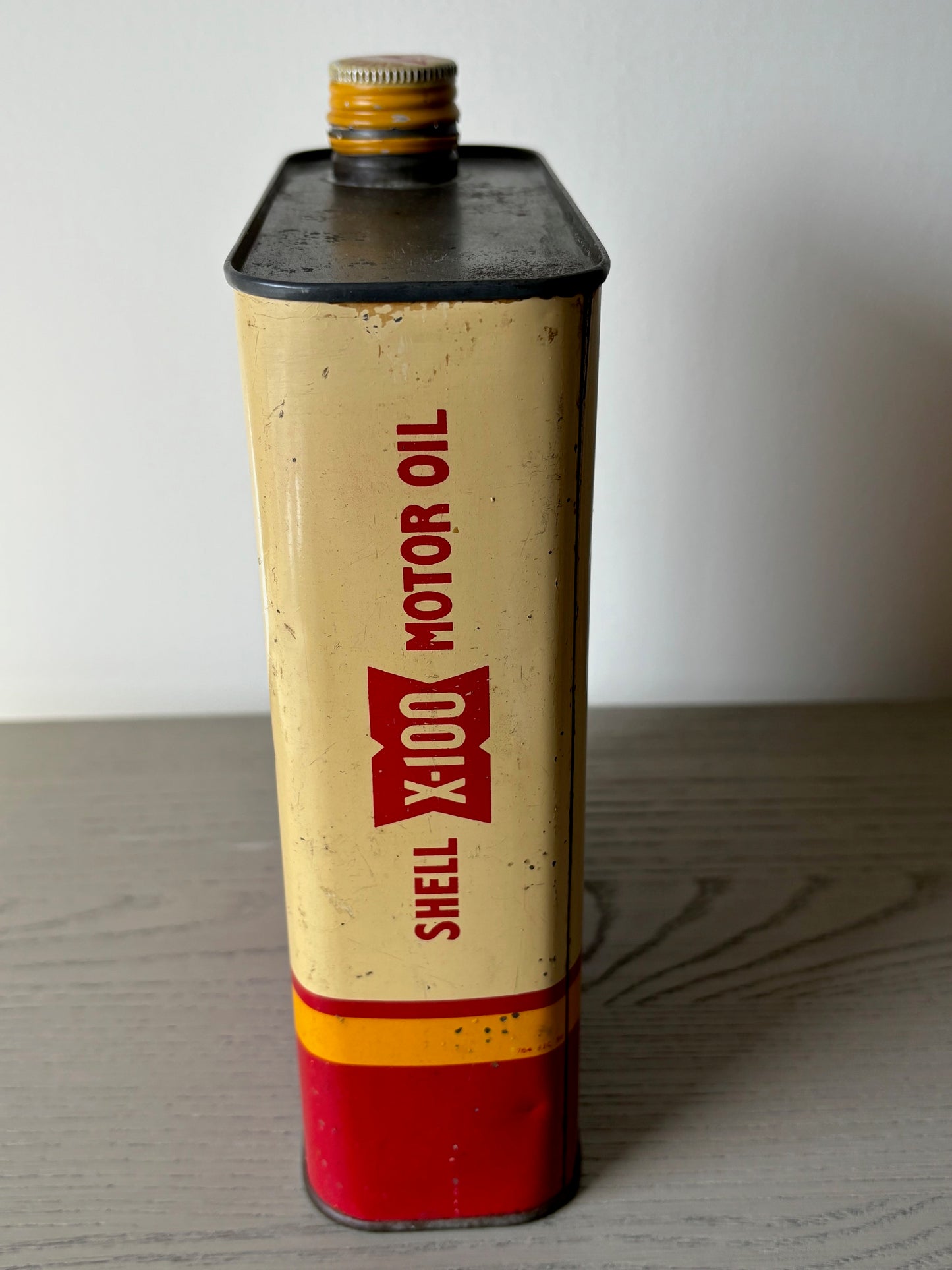 French SHELL X-100 Motor oil can